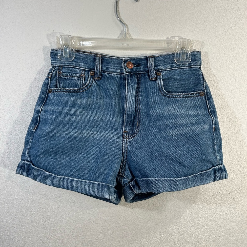 American Eagle Mom Shorts Size 0 High Rise Denim Shorts Cuffed Hem
